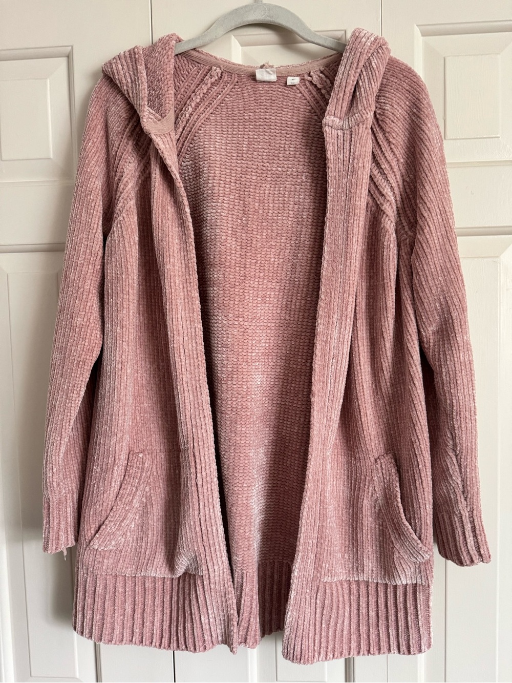 GAP Dusty Pink Hooded Chenille Cardigan